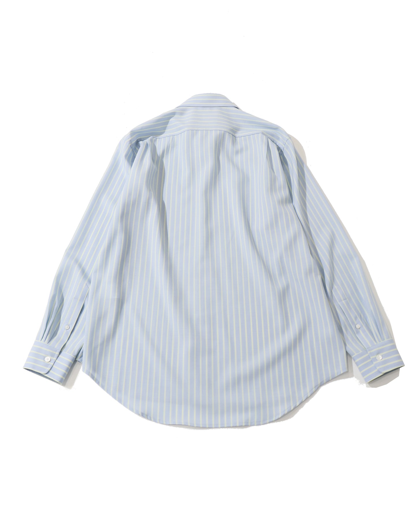 SUPER FINE WOOL STRIPE SHIRT SAX BLUE LIME STRIPE