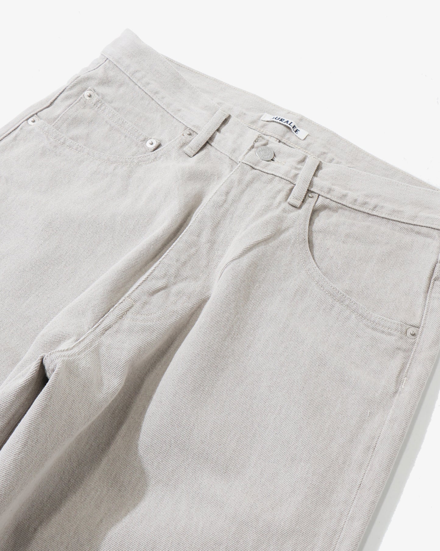 FADED HARD TWIST BROWN DENIM WIDE PANTS LIGHT GRAY