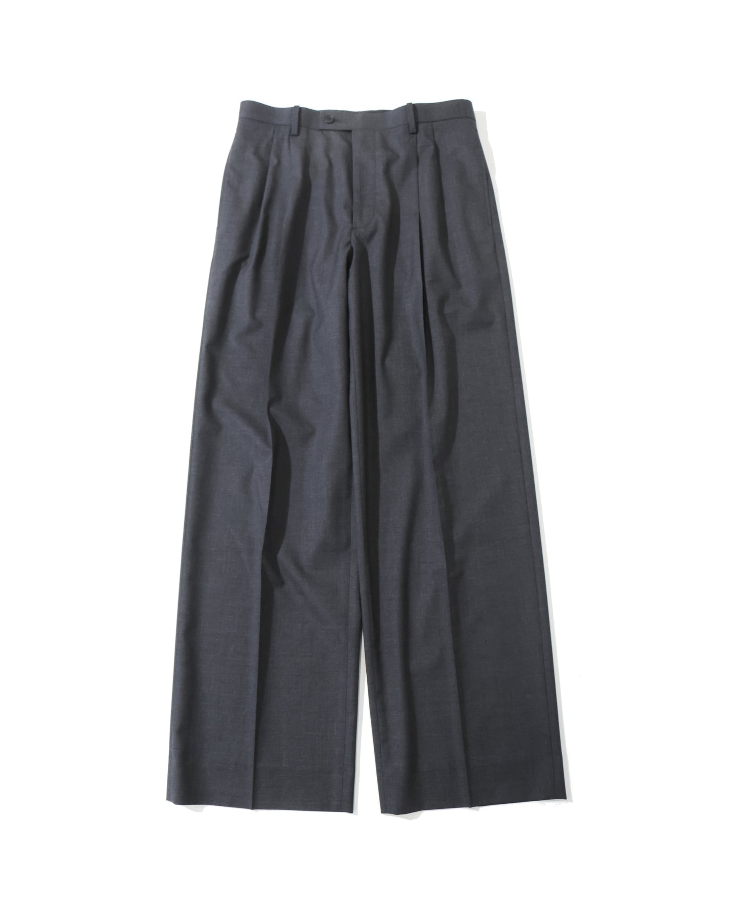 ULTRA FINE TROPICAL WOOL TWO-TUCK SLACKS TOP CHARCOAL