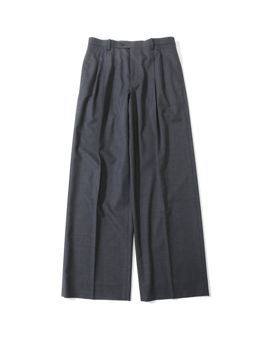 ULTRA FINE TROPICAL WOOL TWO-TUCK SLACKS TOP CHARCOAL