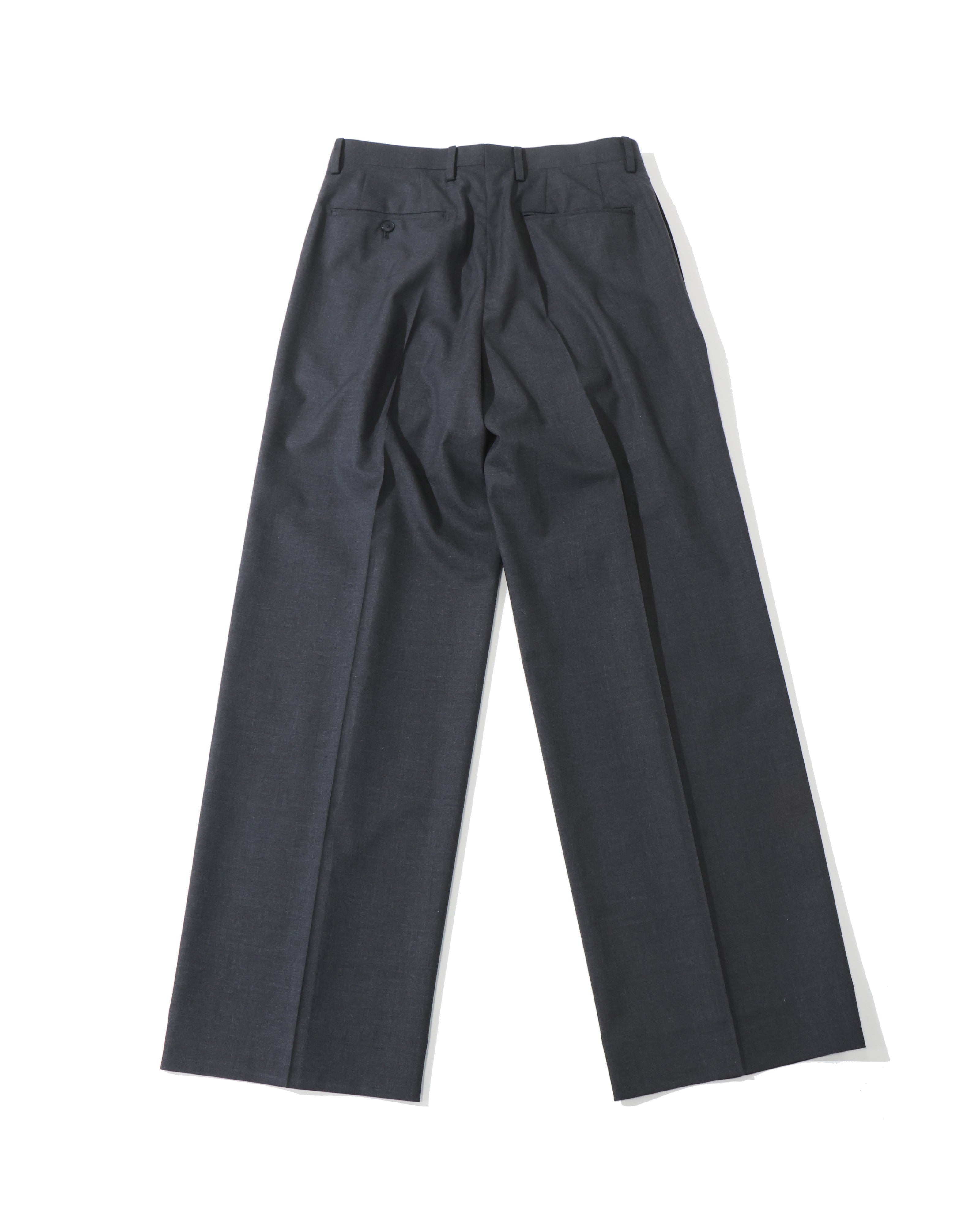 ULTRA FINE TROPICAL WOOL TWO-TUCK SLACKS TOP CHARCOAL – TIME AFTER
