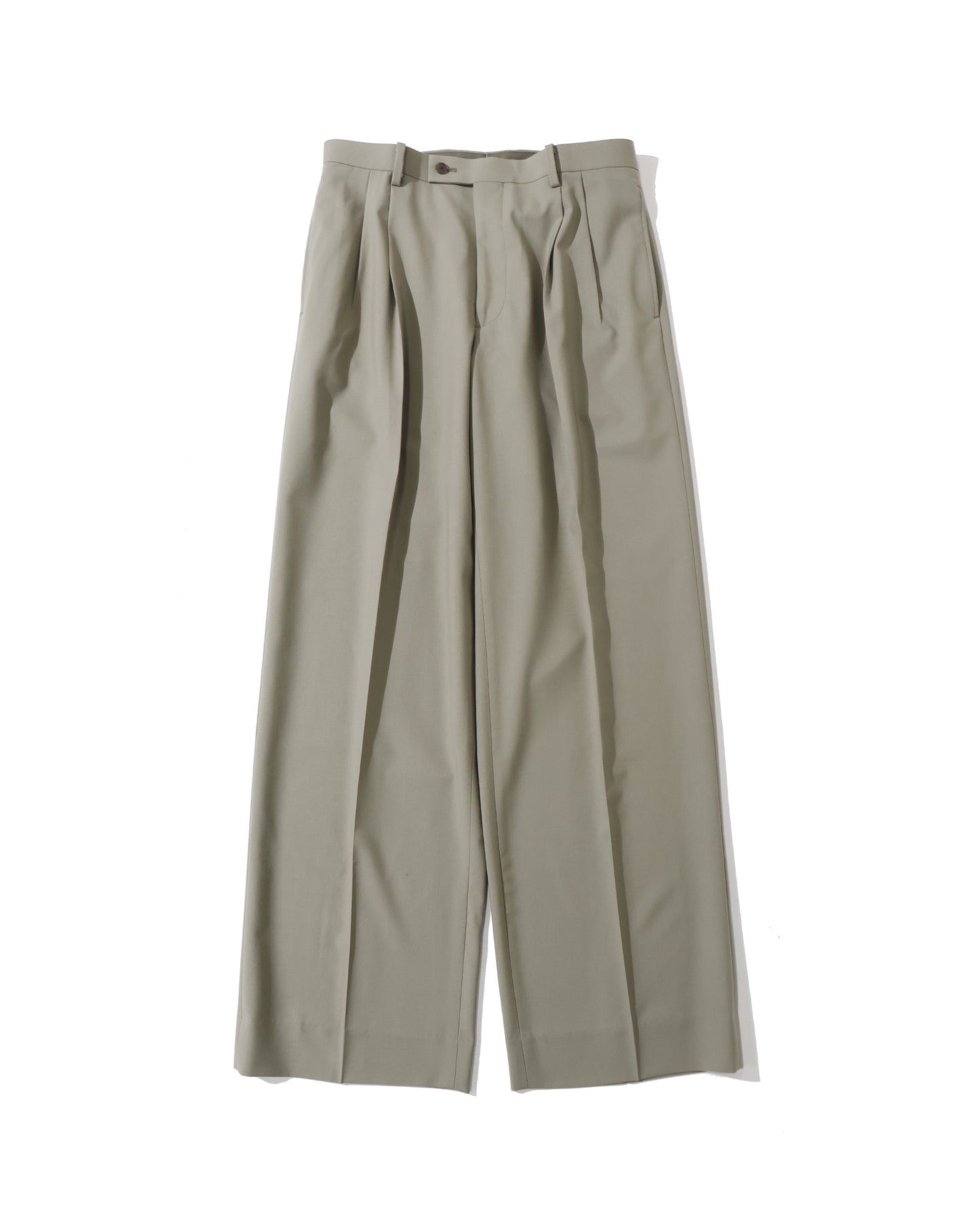 ULTRA FINE TROPICAL WOOL TWO-TUCK SLACKS LIGHT KHAKI