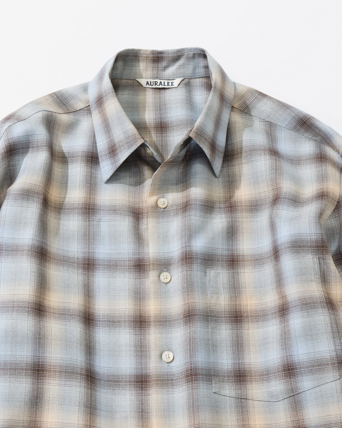SUPER LIGHT WOOL CHECK SHIRT BLUE ORANGE CHECK