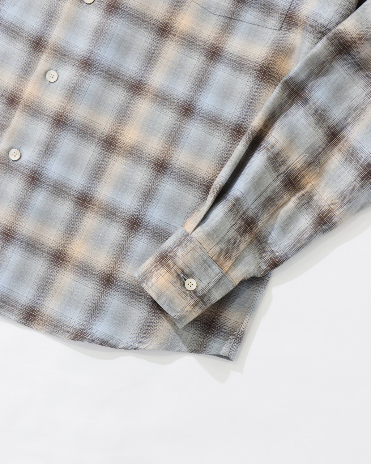 SUPER LIGHT WOOL CHECK SHIRT BLUE ORANGE CHECK