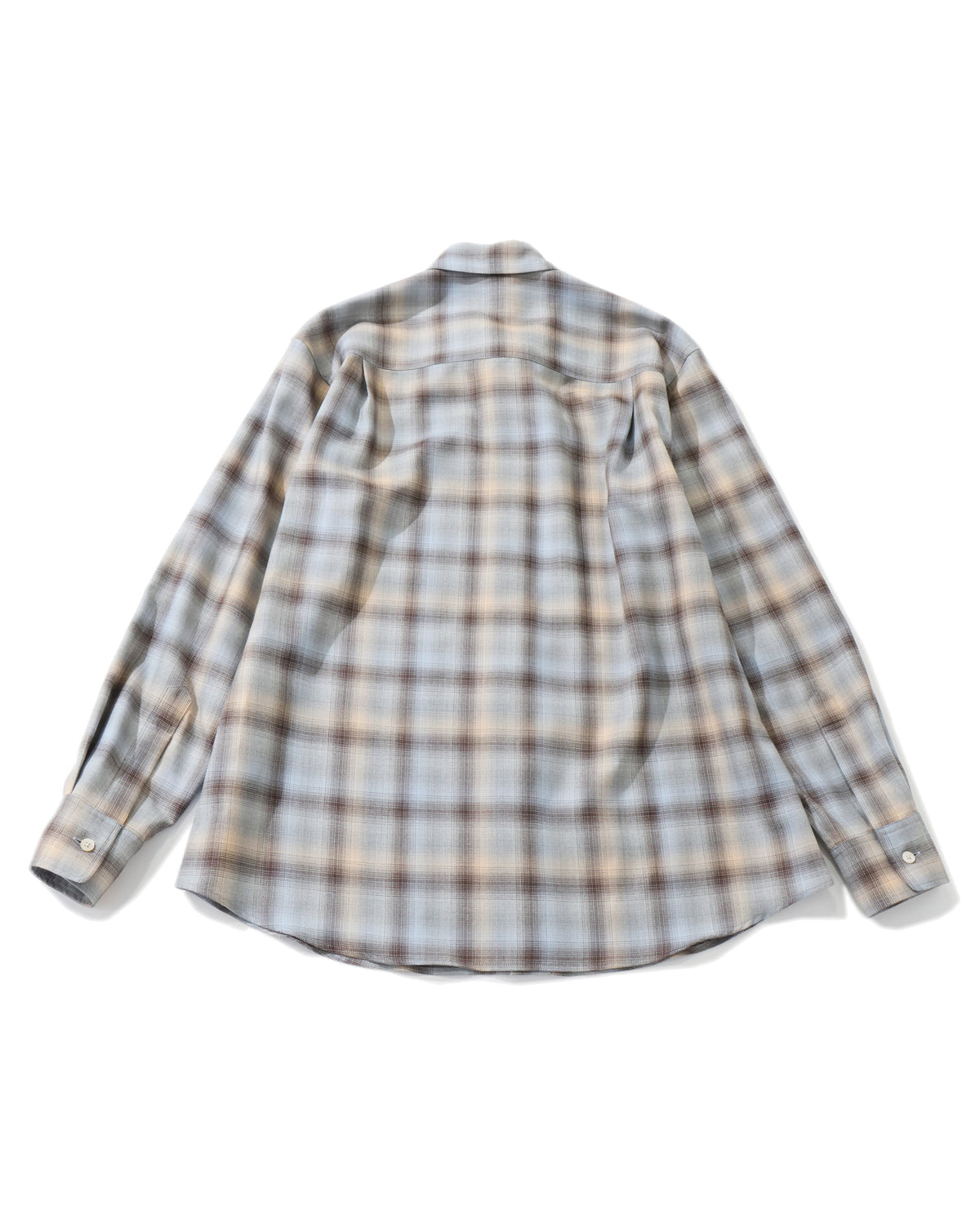 SUPER LIGHT WOOL CHECK SHIRT BLUE ORANGE CHECK