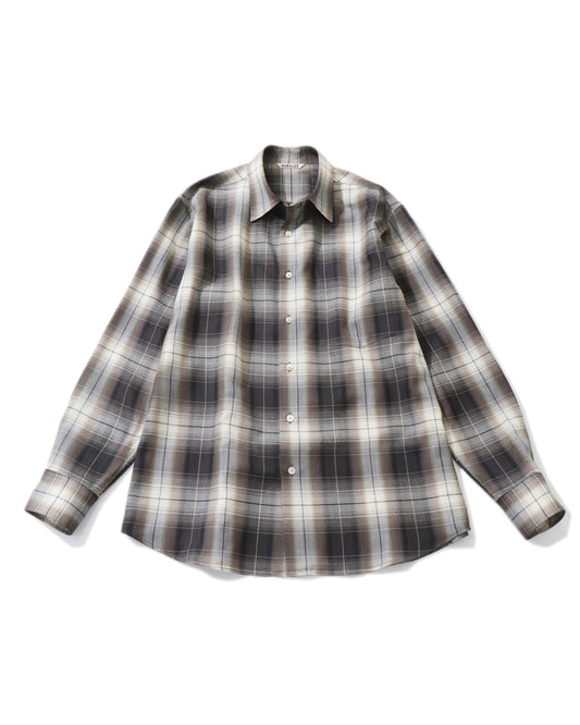 SUPER LIGHT WOOL CHECK SHIRT BROWN CHARCOAL CHECK
