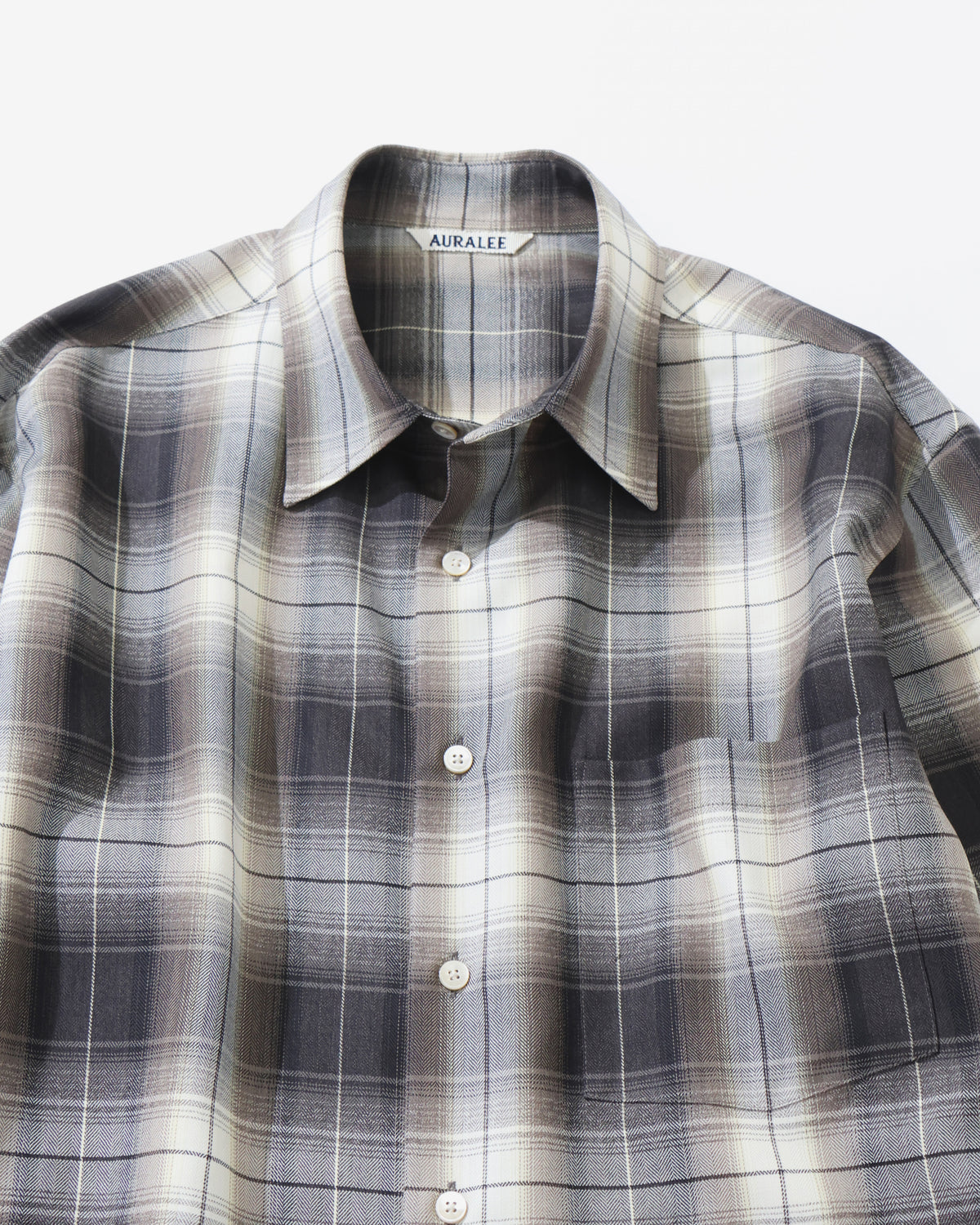 SUPER LIGHT WOOL CHECK SHIRT BROWN CHARCOAL CHECK