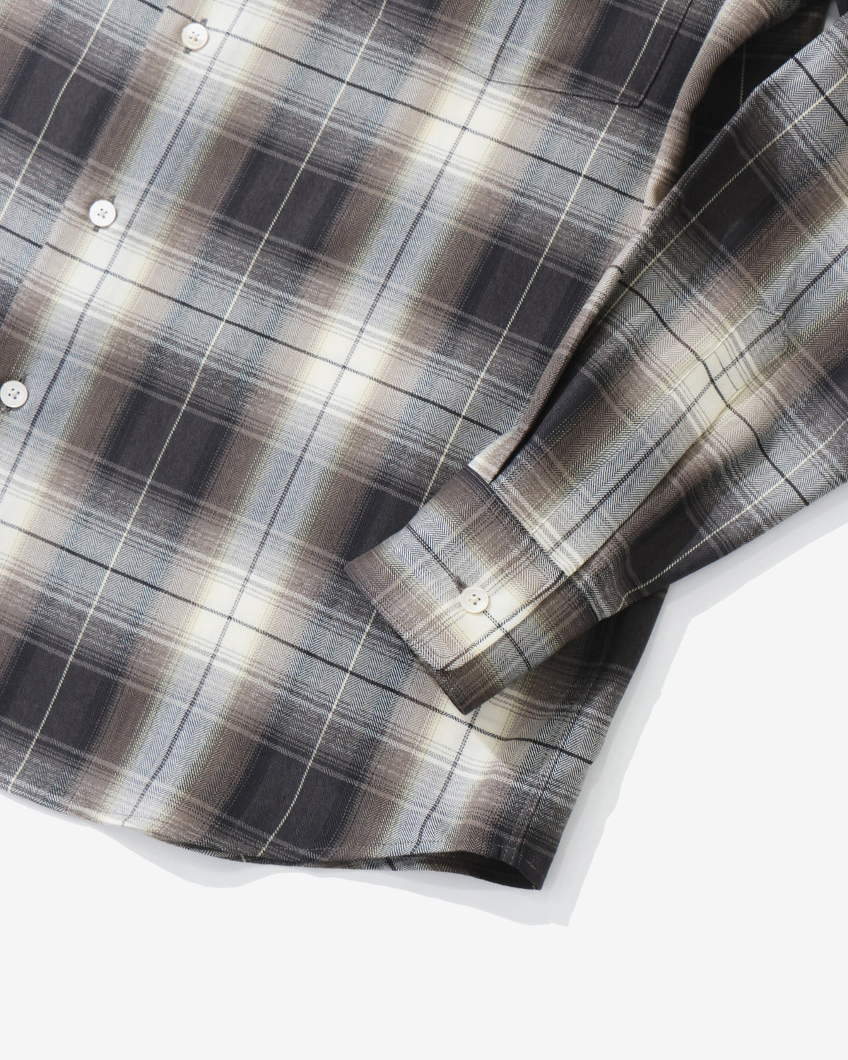 SUPER LIGHT WOOL CHECK SHIRT BROWN CHARCOAL CHECK