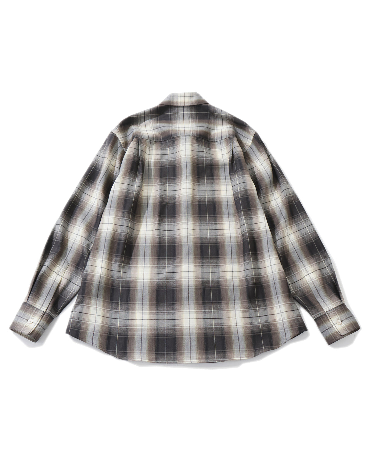 SUPER LIGHT WOOL CHECK SHIRT BROWN CHARCOAL CHECK