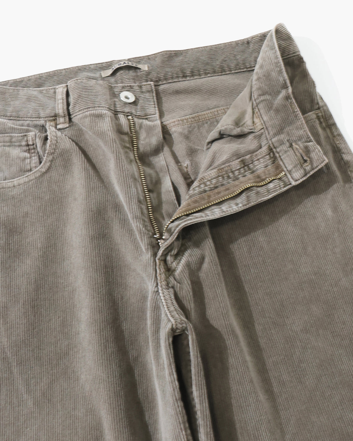 GARMENT-DYED FINX CORDUROY 5P WIDE PANTS OLIVE BROWN
