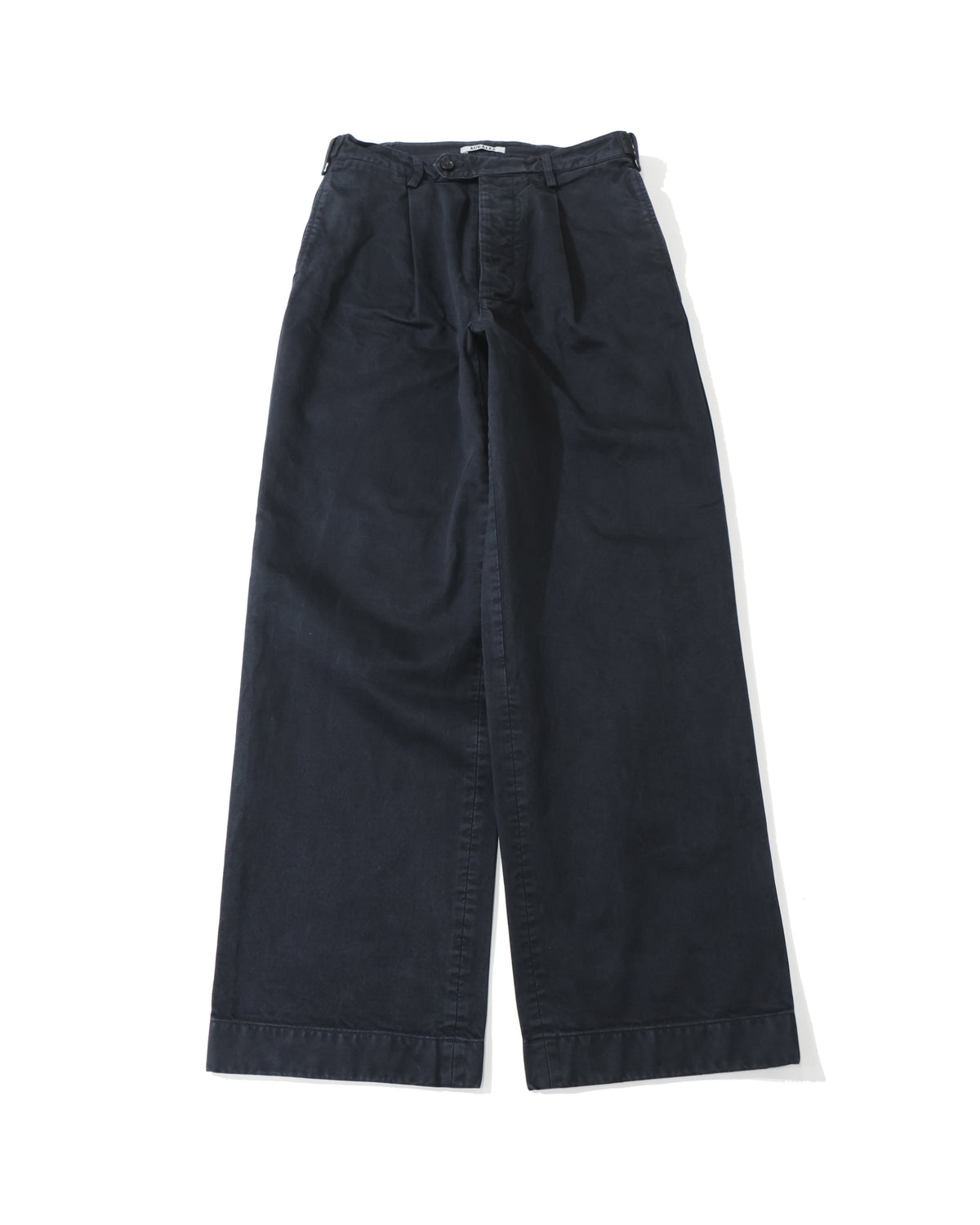 GARMENT-DYED FINX CHINO ONE-TUCK WIDE PANTS BLACK