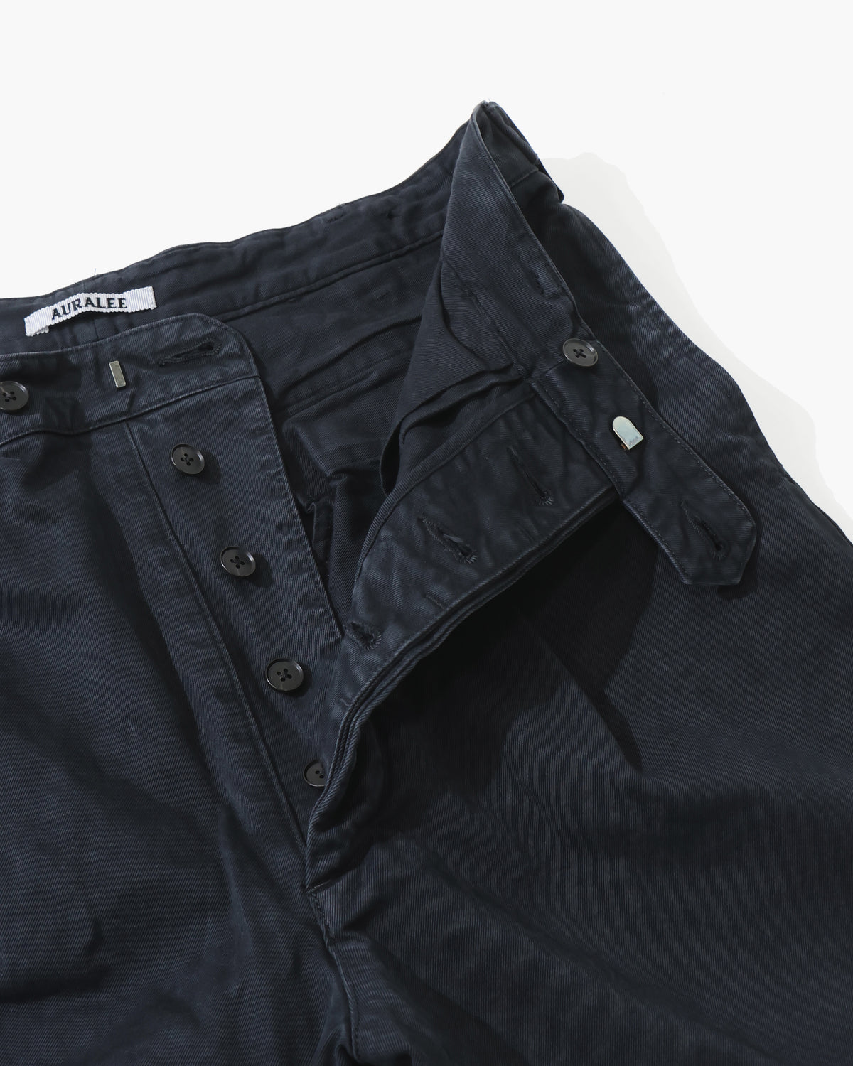 GARMENT-DYED FINX CHINO ONE-TUCK WIDE PANTS BLACK