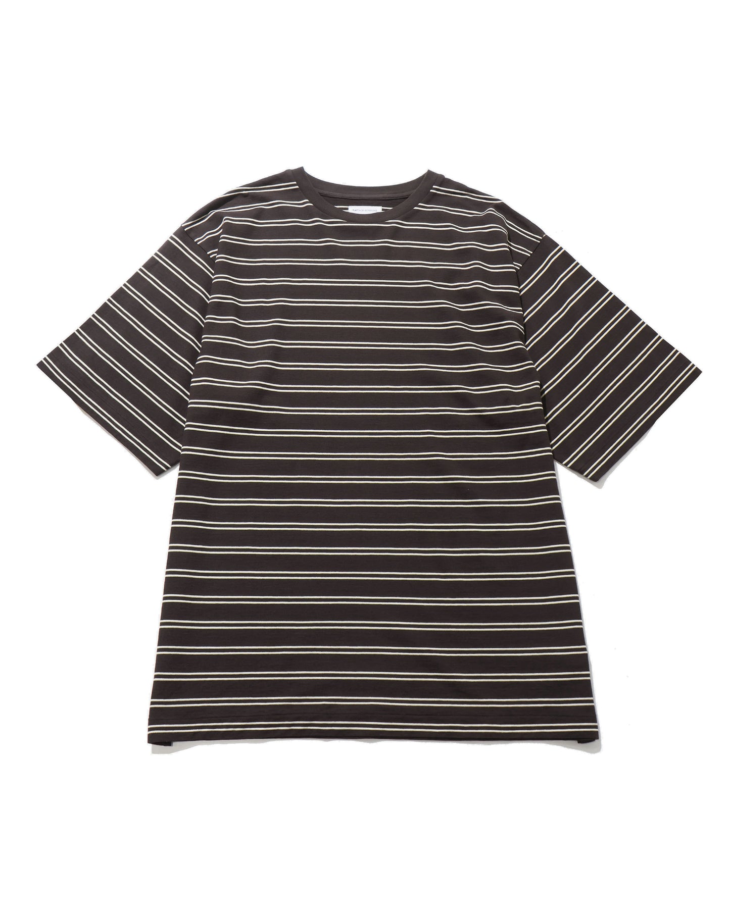 Hard Twisted Stripe Jersey Half-sleeve Tee  BROWN WIDE STRIPE