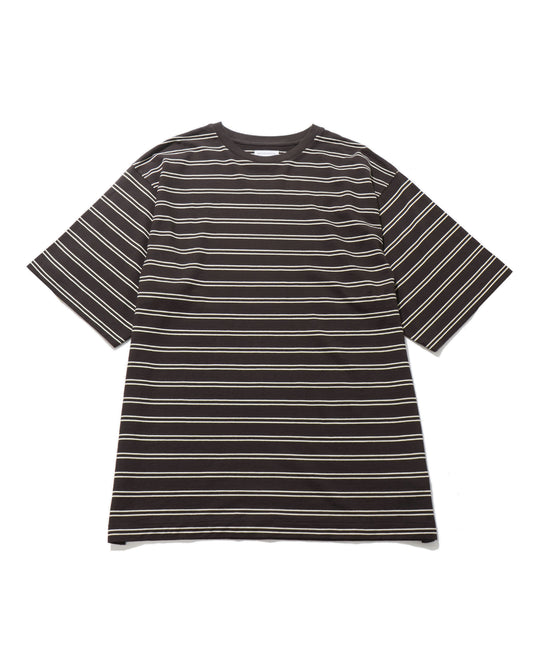 Hard Twisted Stripe Jersey Half-sleeve Tee  BROWN WIDE STRIPE