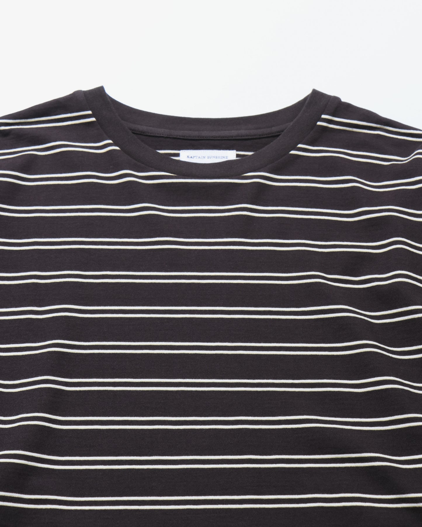 Hard Twisted Stripe Jersey Half-sleeve Tee  BROWN WIDE STRIPE