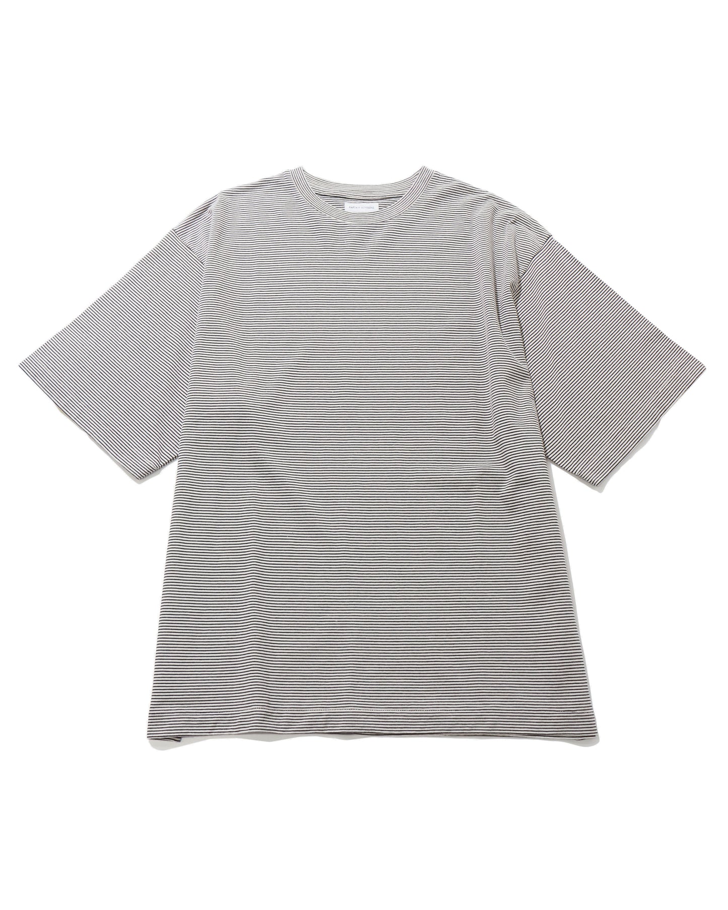 Hard Twisted Stripe Jersey Half-sleeve Tee  BLACK PIN STRIPE