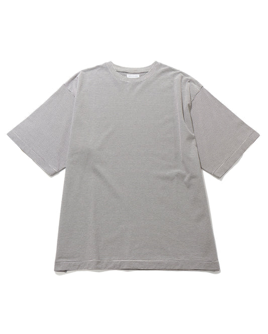 Hard Twisted Stripe Jersey Half-sleeve Tee  BLACK PIN STRIPE