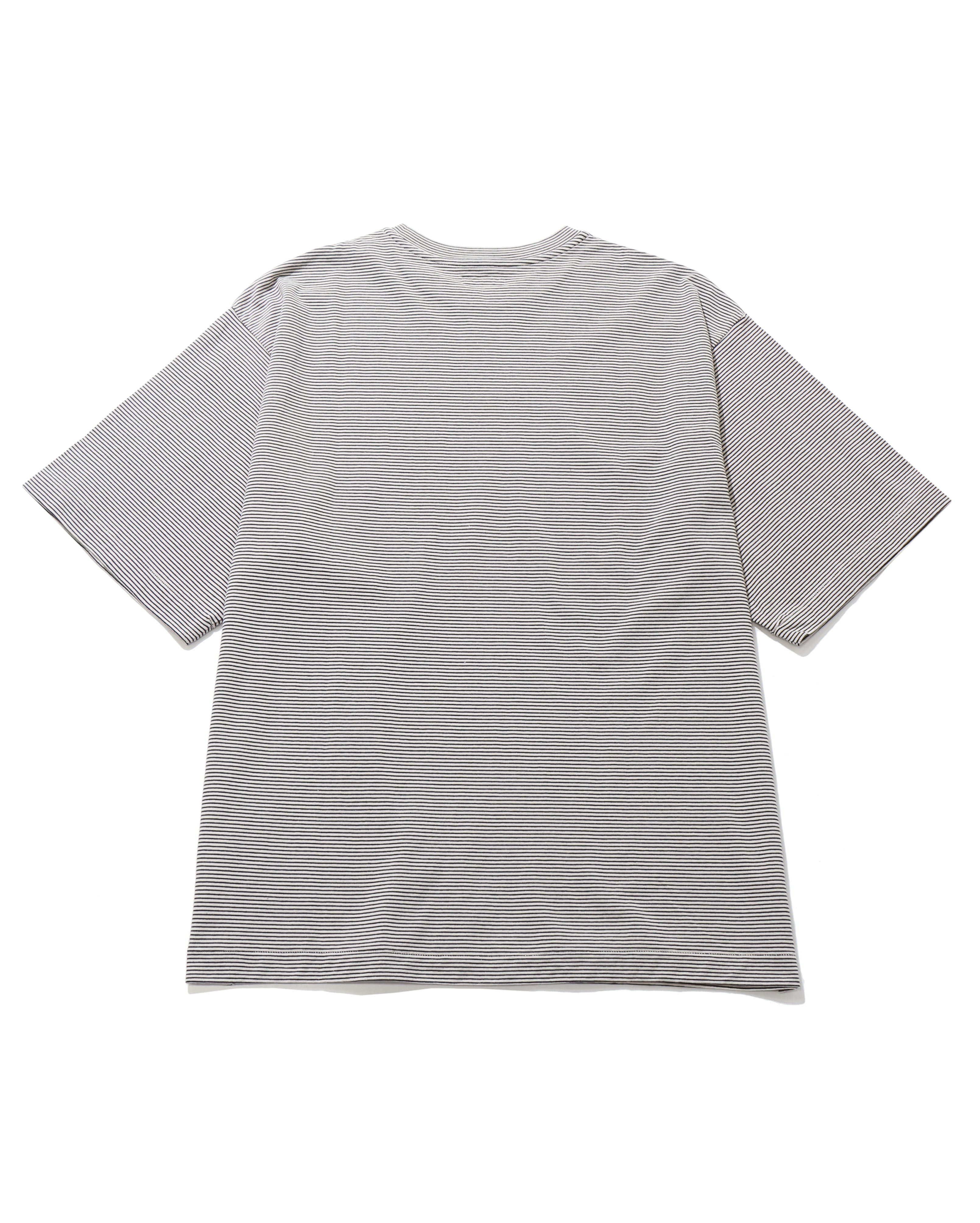 Hard Twisted Stripe Jersey Half-sleeve Tee BLACK PIN STRIPE – TIME