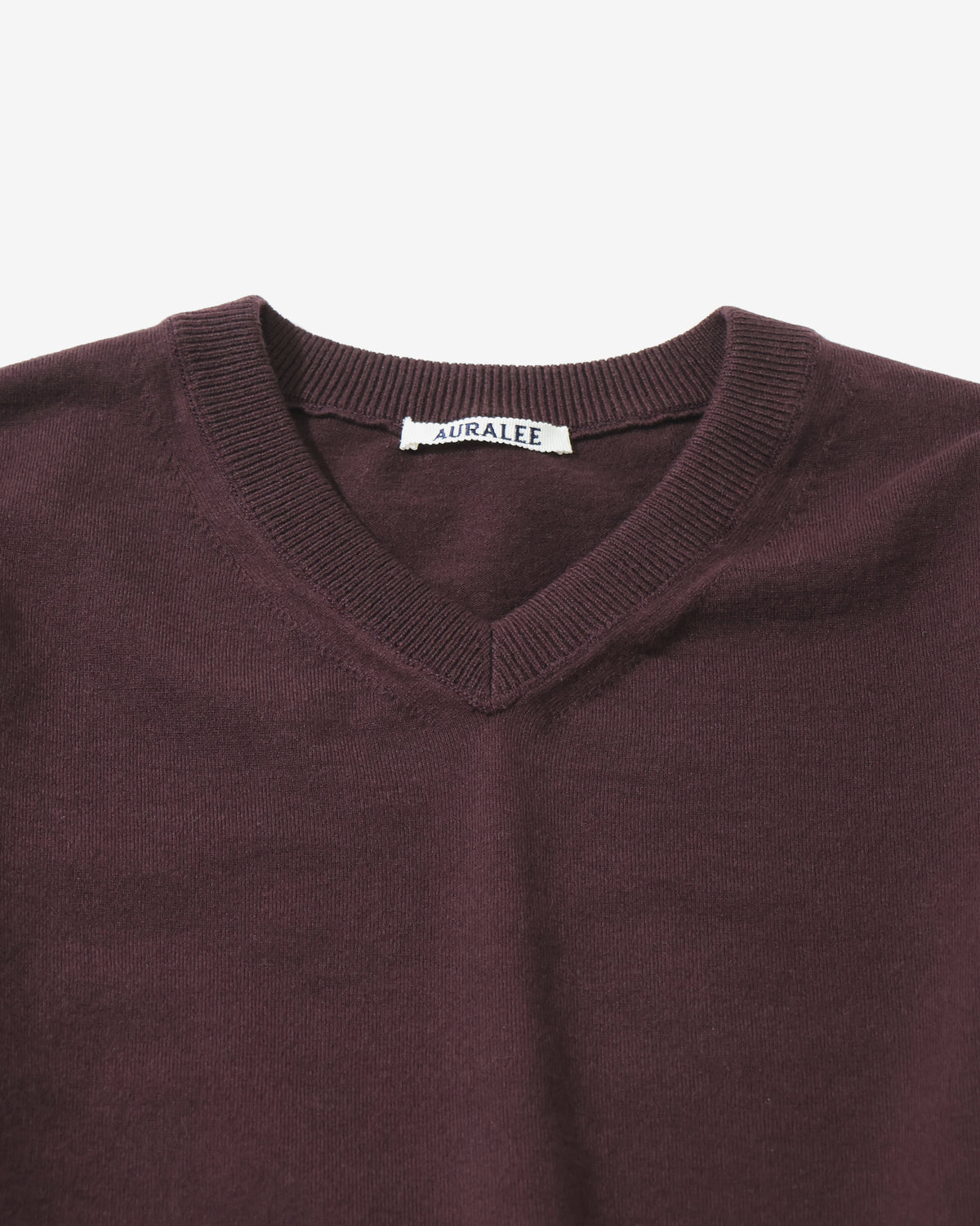 HIGH TWIST WOOL KNIT V-NECK P/O RED BROWN