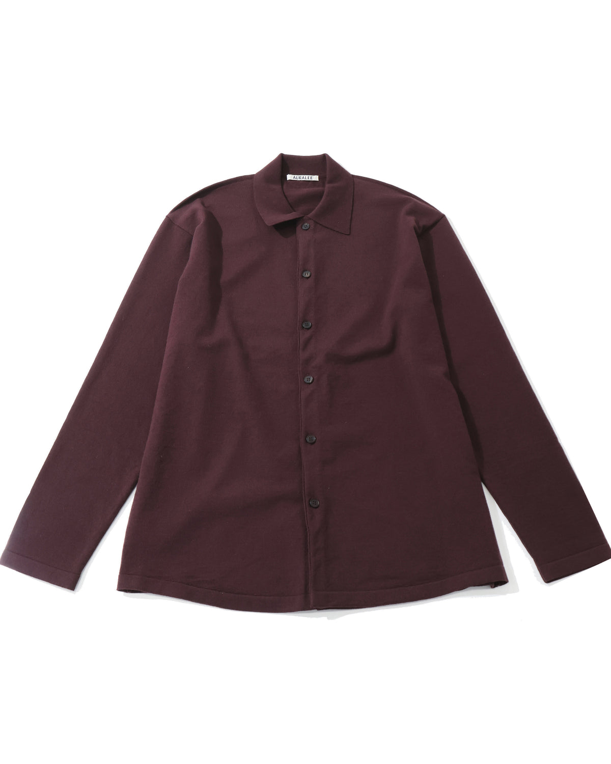 HIGH TWIST WOOL KNIT SHIRT CARDIGAN RED BROWN
