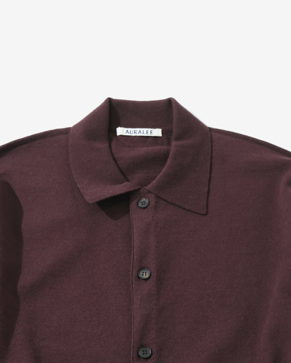 HIGH TWIST WOOL KNIT SHIRT CARDIGAN RED BROWN