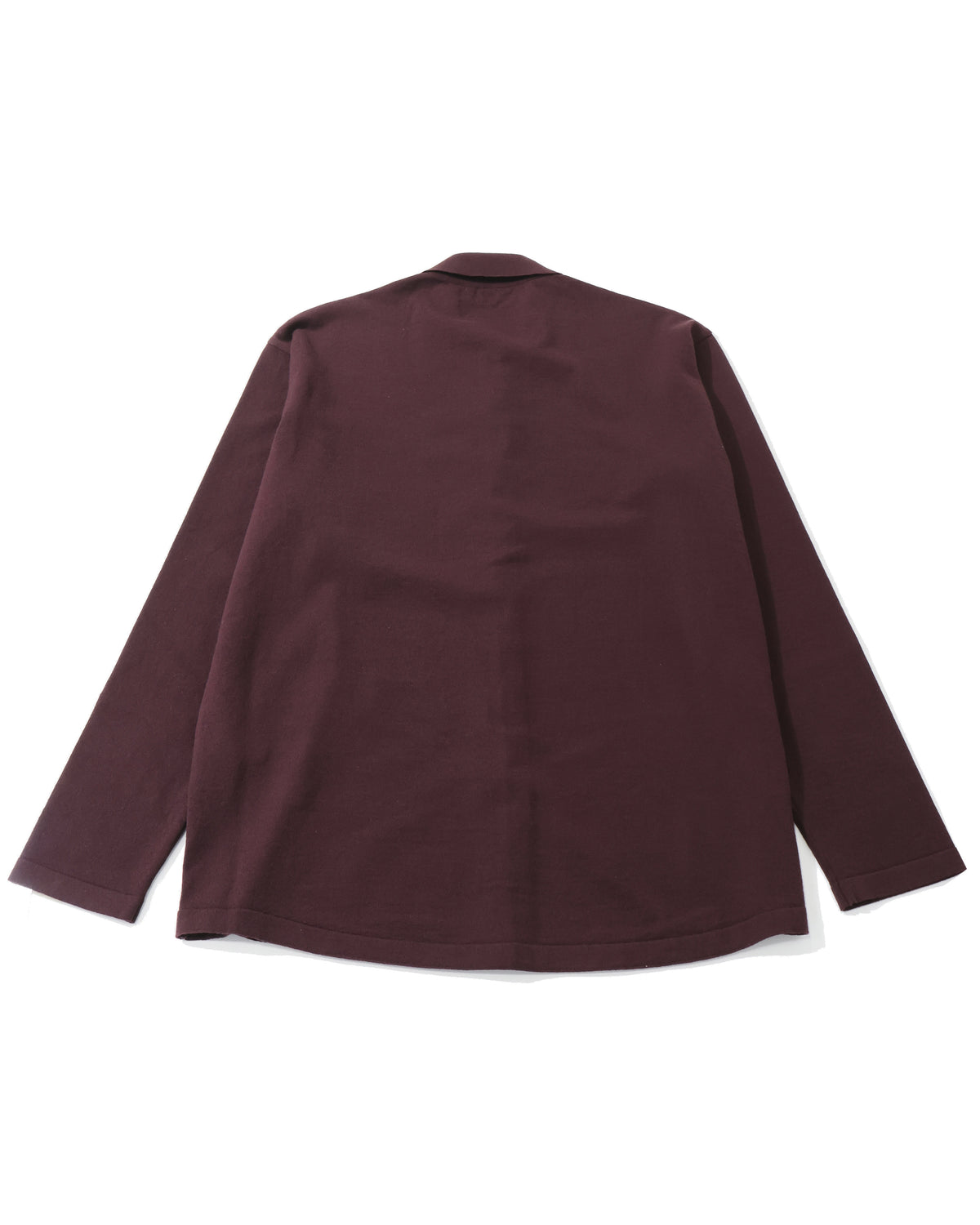 HIGH TWIST WOOL KNIT SHIRT CARDIGAN RED BROWN