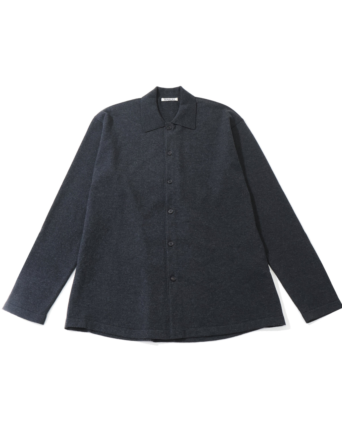 HIGH TWIST WOOL KNIT SHIRT CARDIGAN CHARCOAL