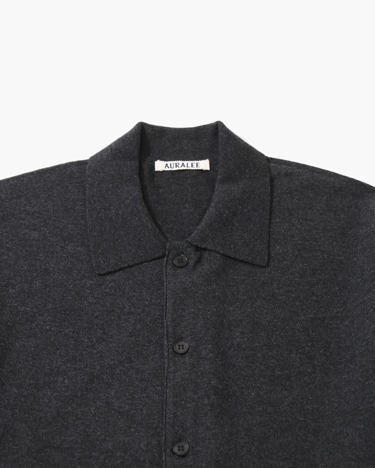 HIGH TWIST WOOL KNIT SHIRT CARDIGAN CHARCOAL