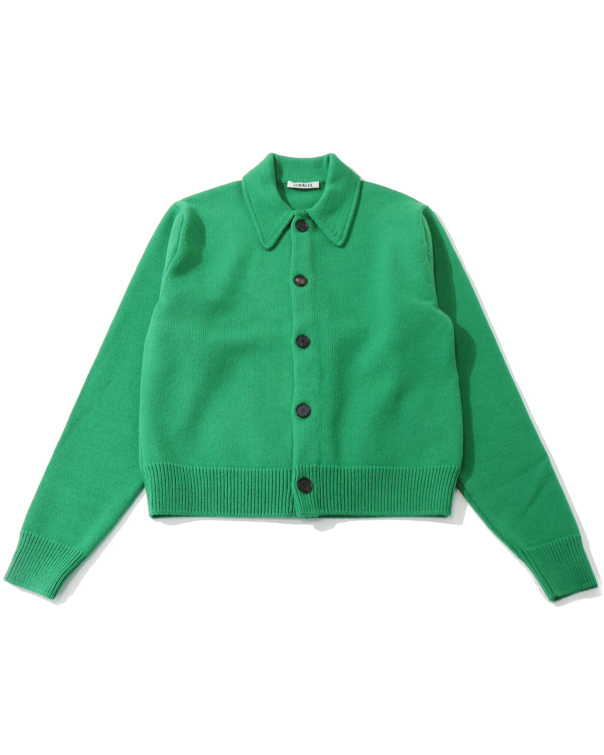 SUPER FINE WOOL KNIT SHIRT CARDIGAN GREEN