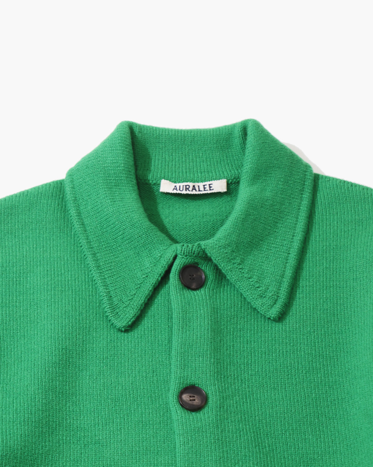 SUPER FINE WOOL KNIT SHIRT CARDIGAN GREEN