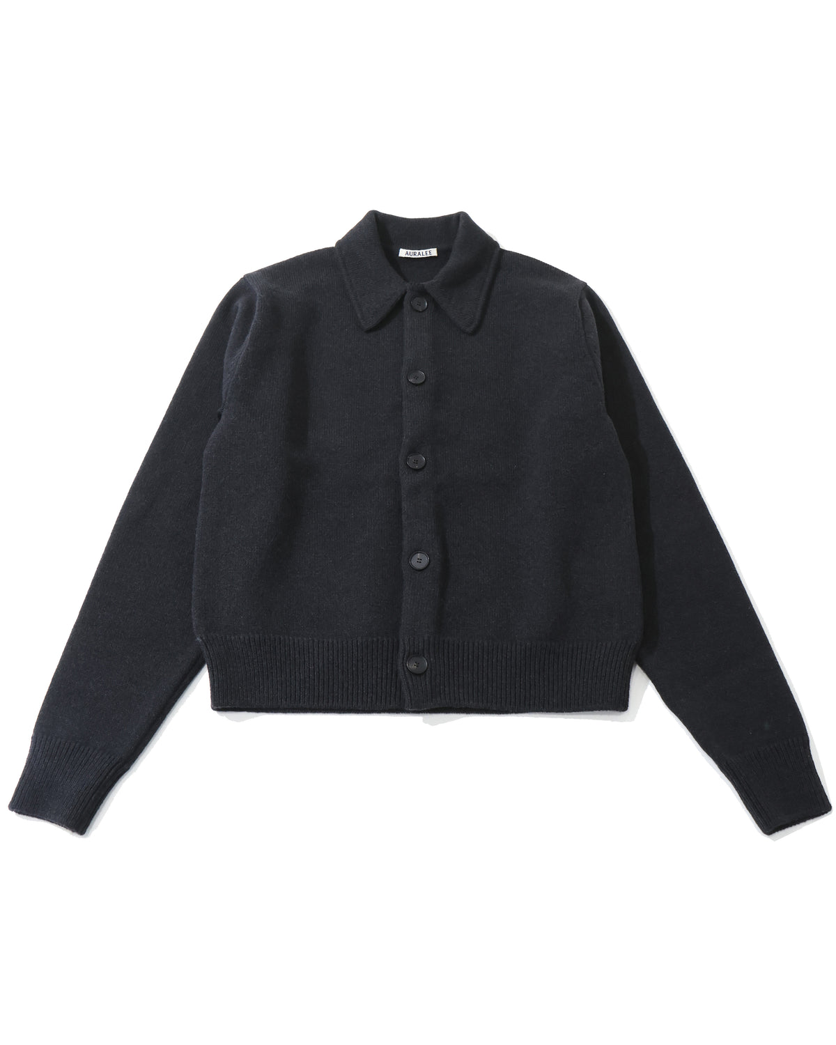 SUPER FINE WOOL KNIT SHIRT CARDIGAN TOP BLACK
