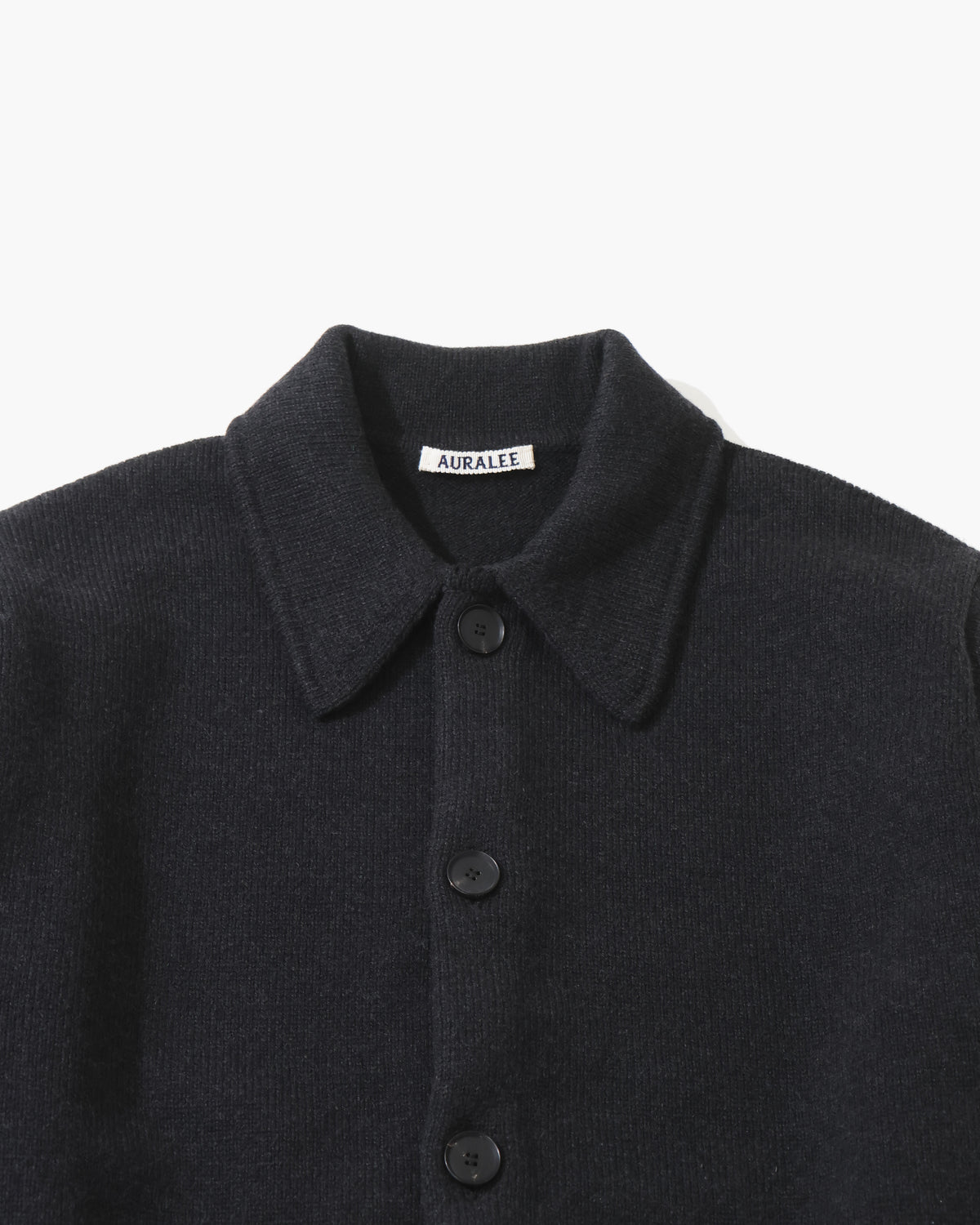 SUPER FINE WOOL KNIT SHIRT CARDIGAN TOP BLACK