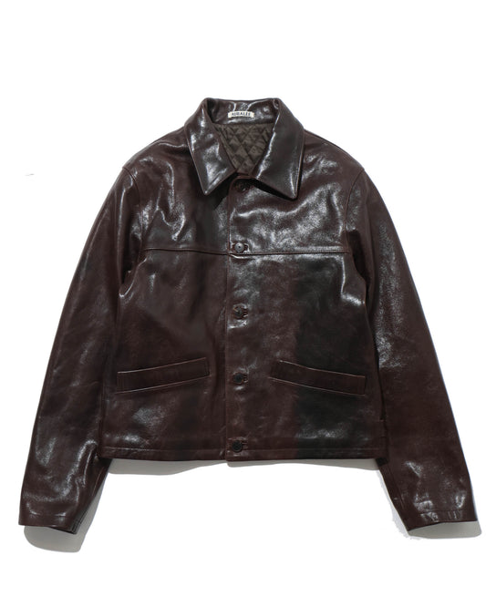 HEAVY LAMB LEATHER BLOUSON DARK BROWN