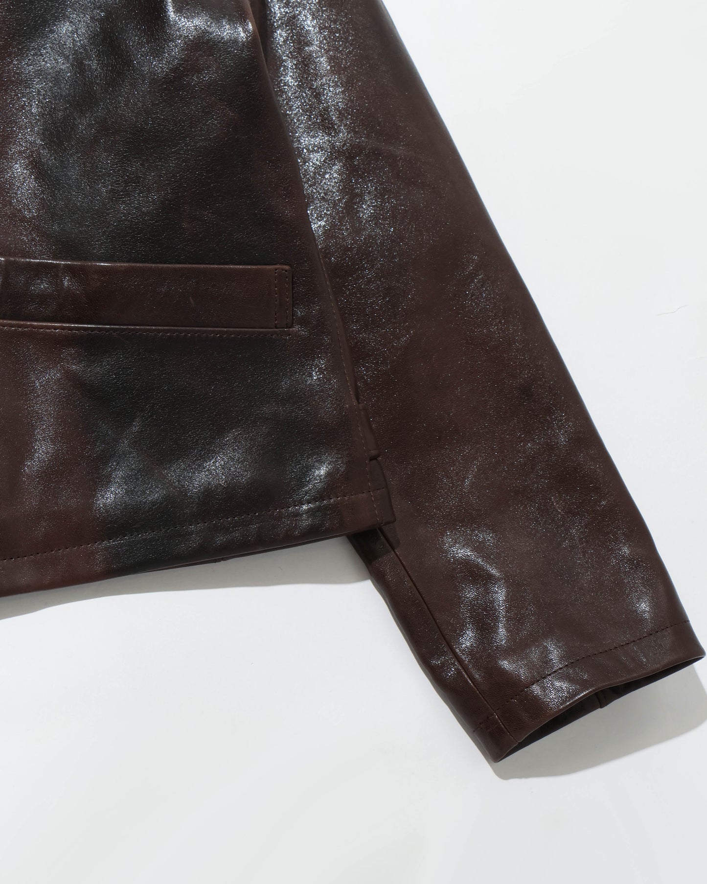 HEAVY LAMB LEATHER BLOUSON DARK BROWN