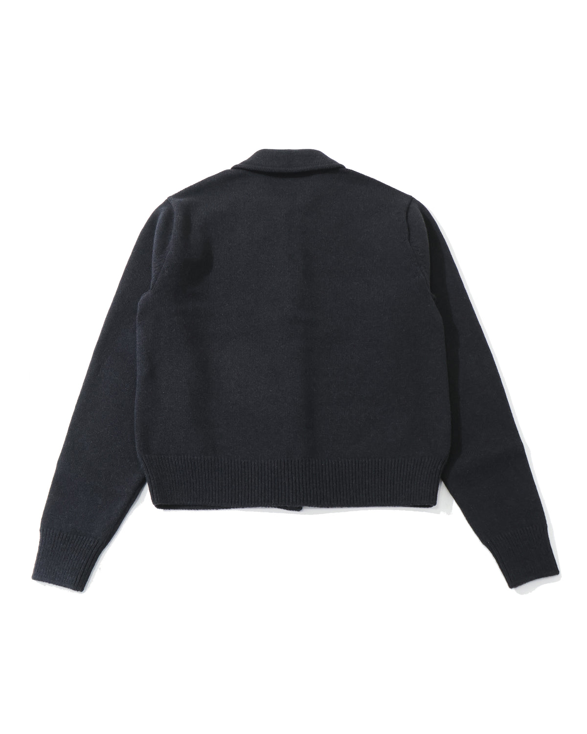 SUPER FINE WOOL KNIT SHIRT CARDIGAN TOP BLACK