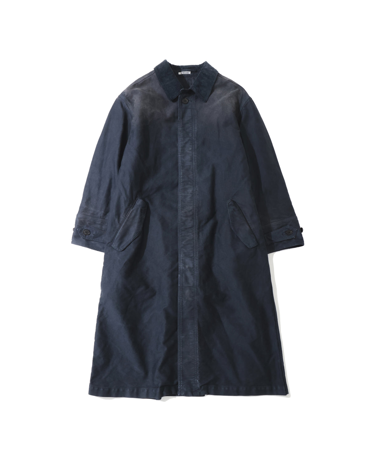 GARMENT-DYED ORGANIC COTTON HEAVY MOLESKIN COAT FADED BLACK