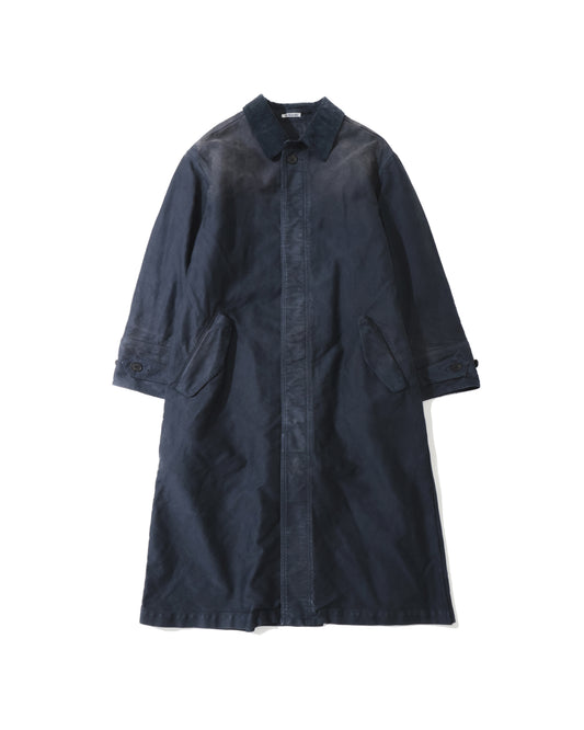 GARMENT-DYED ORGANIC COTTON HEAVY MOLESKIN COAT FADED BLACK