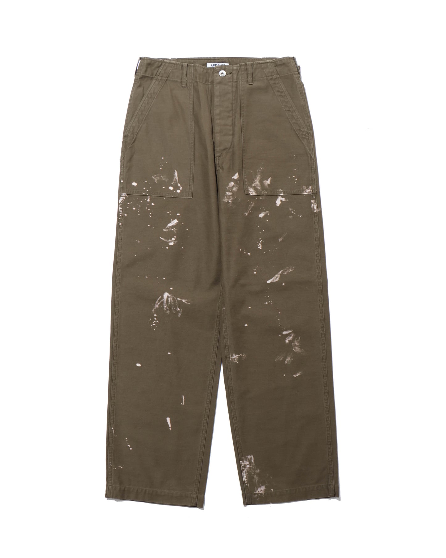 WASHED BAGGY SATIN BLEACHED BAKER PANTS KHAKI BROWN