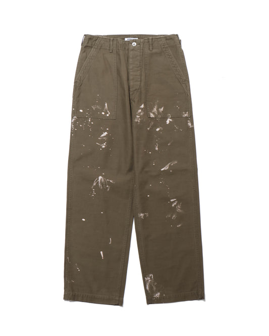 WASHED BAGGY SATIN BLEACHED BAKER PANTS KHAKI BROWN