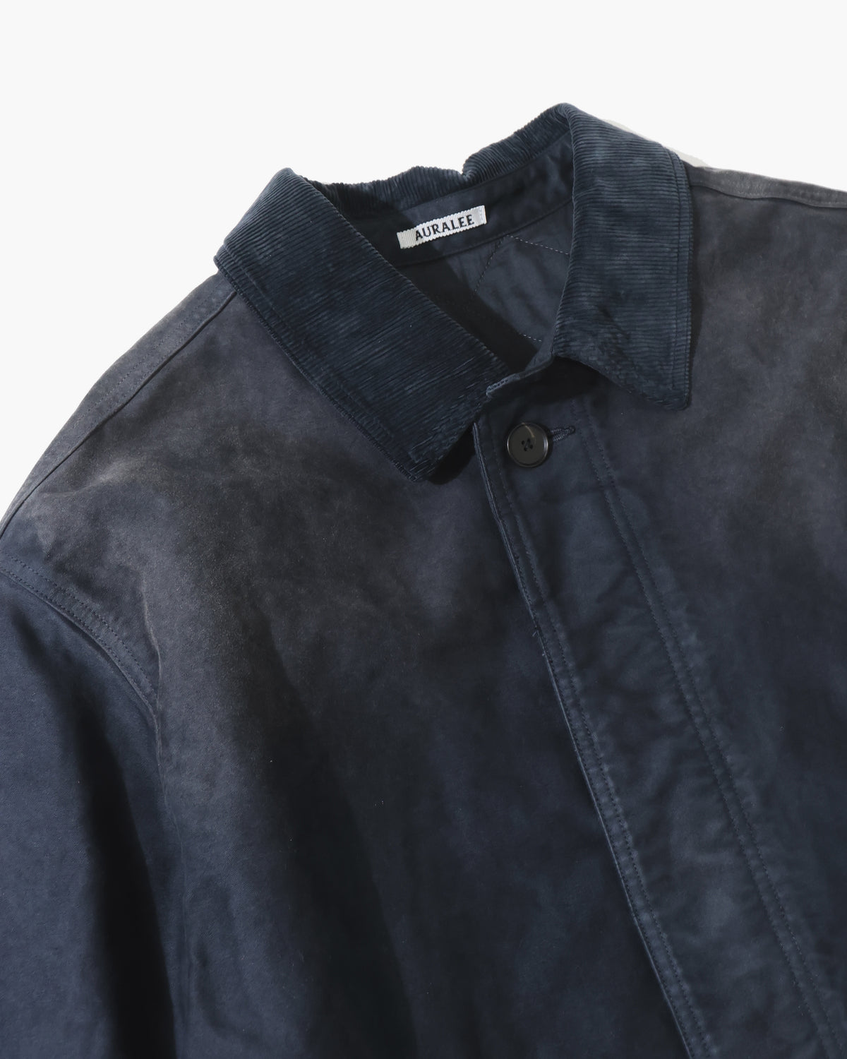GARMENT-DYED ORGANIC COTTON HEAVY MOLESKIN COAT FADED BLACK