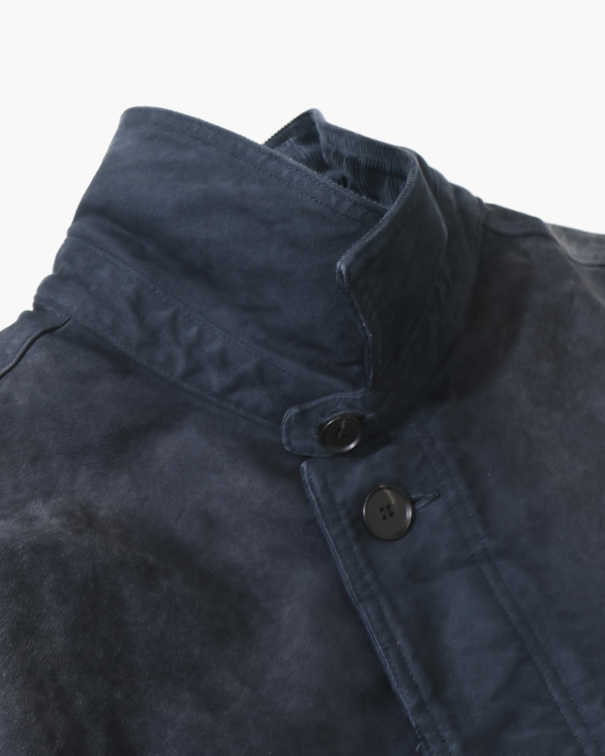 GARMENT-DYED ORGANIC COTTON HEAVY MOLESKIN COAT FADED BLACK
