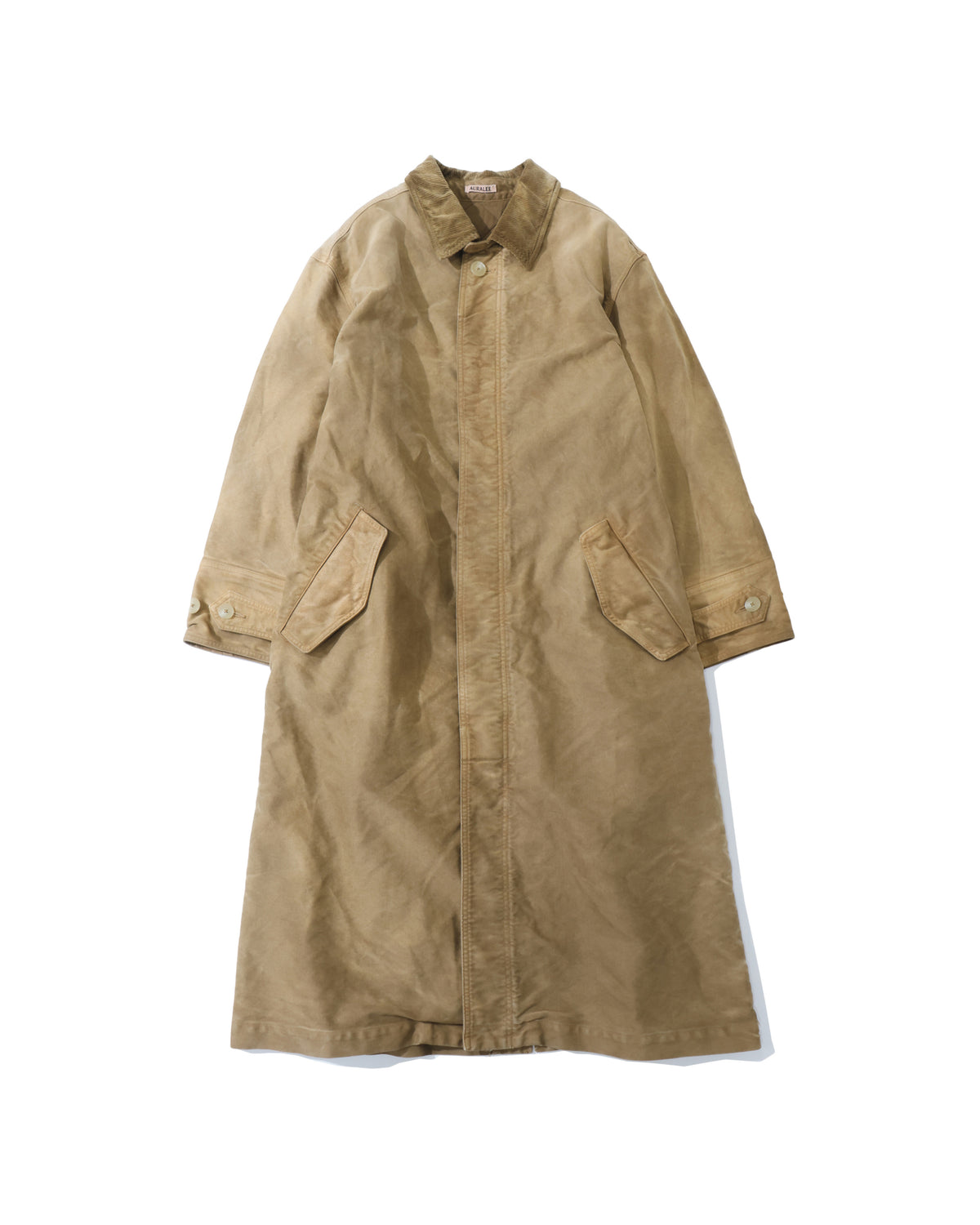 GARMENT-DYED ORGANIC COTTON HEAVY MOLESKIN COAT FADED BROWN