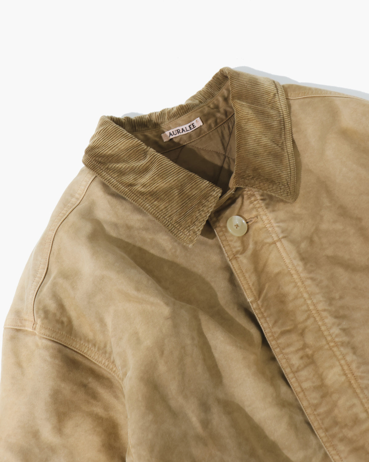 GARMENT-DYED ORGANIC COTTON HEAVY MOLESKIN COAT FADED BROWN