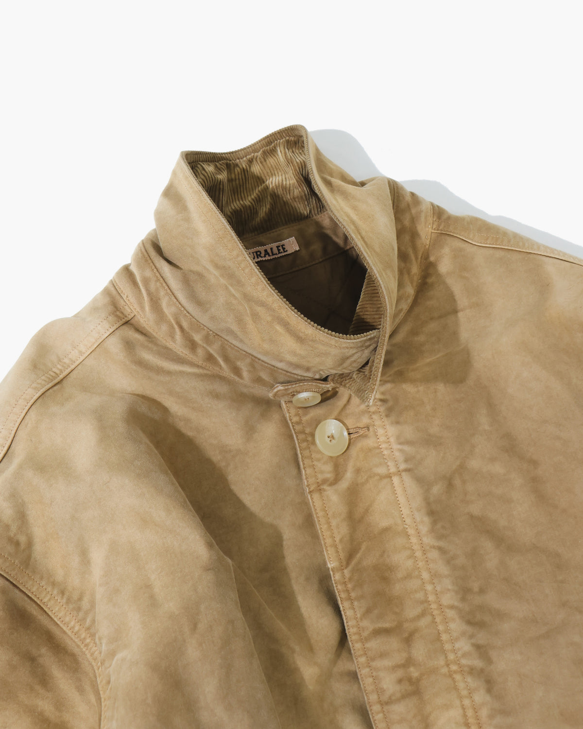 GARMENT-DYED ORGANIC COTTON HEAVY MOLESKIN COAT FADED BROWN