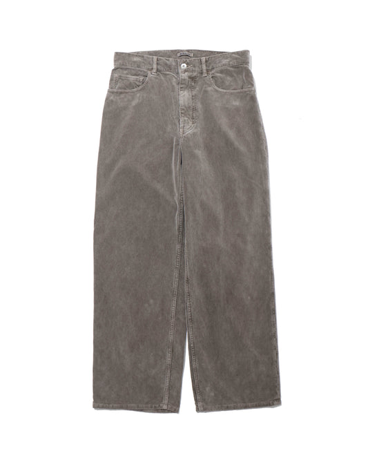 PIGMENT DYED FINX CORDUROY WIDE 5P PANTS OLIVE BROWN