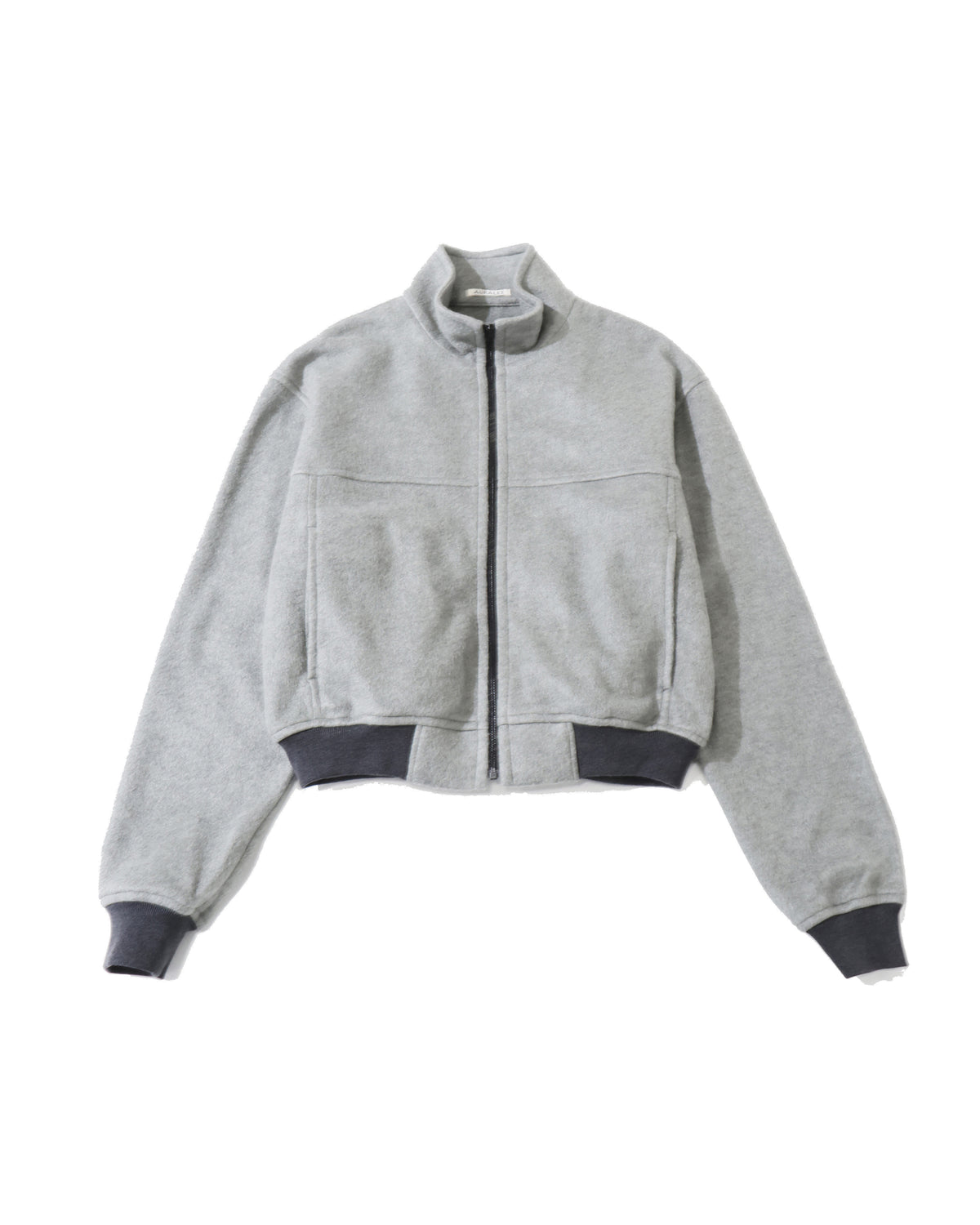 PURE SILK COMFORT FLEECE ZIP BLOUSON TOP GRAY
