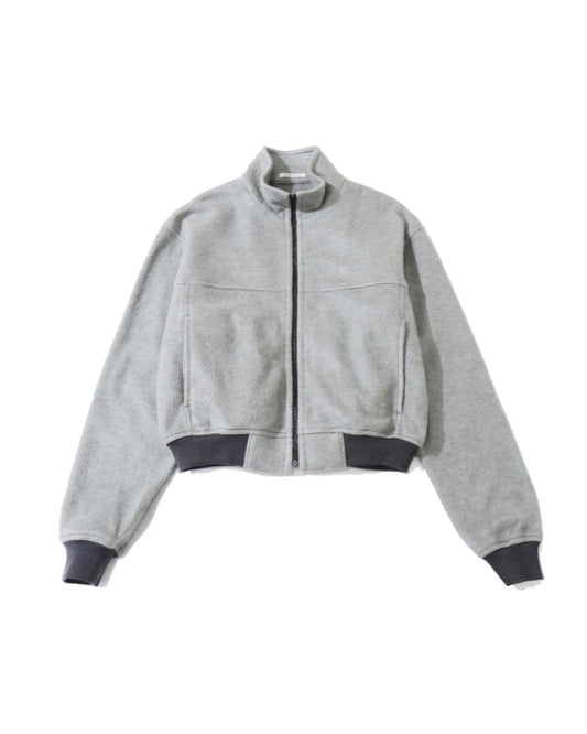 PURE SILK COMFORT FLEECE ZIP BLOUSON TOP GRAY