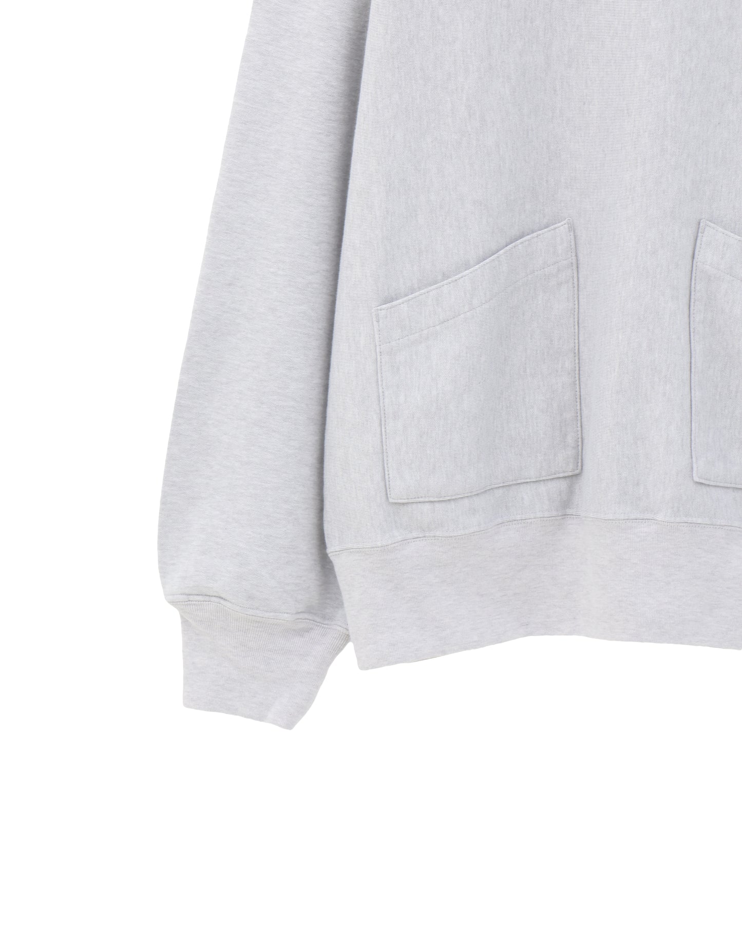 Thin-Sweat Separate-Pocket Hoodie P/O HeatherWhite