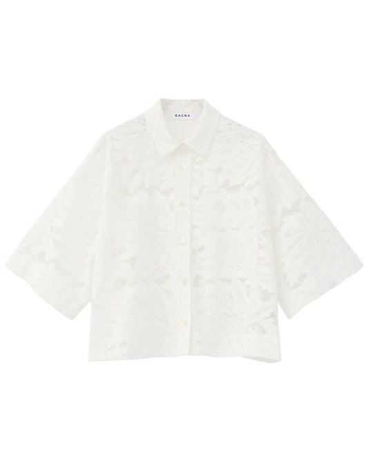 LEAF RASCHEL LACE CROPPED SHIRT