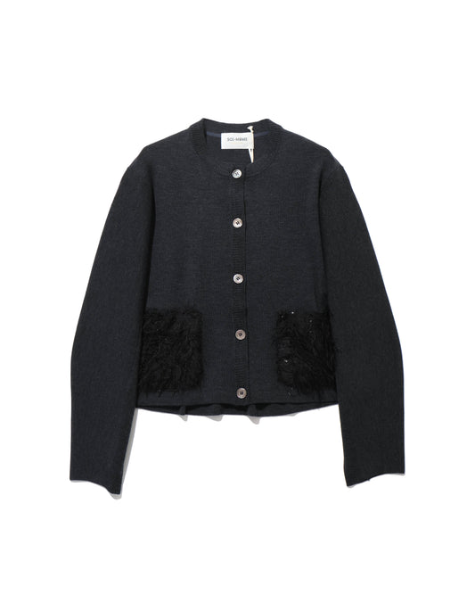 sheer fringe cocoon cardigan